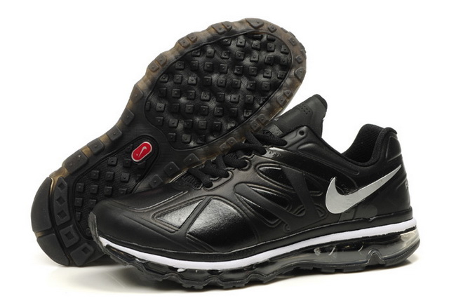 Mens Nike Air Max 2012 Leather Black Grey - Click Image to Close